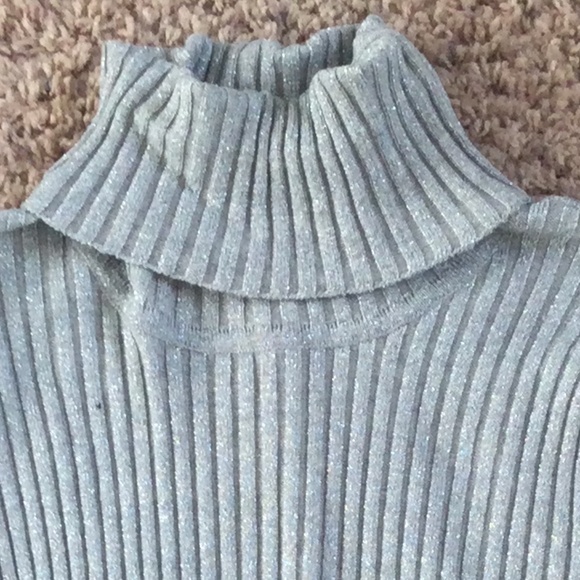 Express Womens Rib Knit Sparkle Gray Turtleneck Sweater - Picture 10 of 10